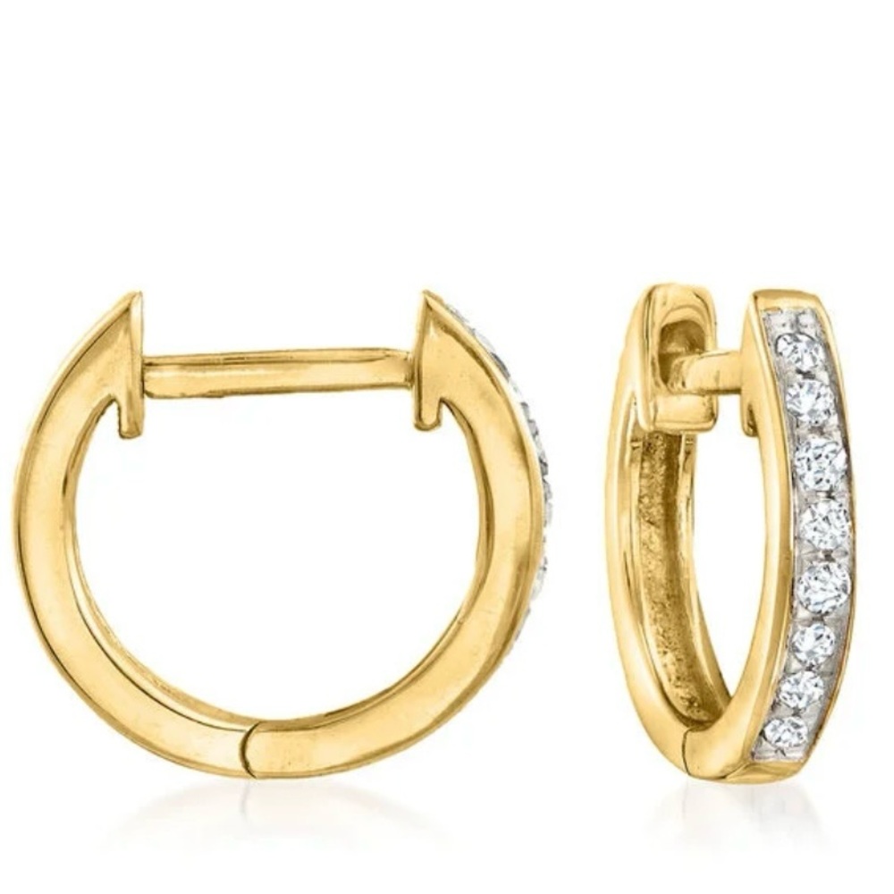 Ross-Simons Single Gold Hoop Earring with diamonds